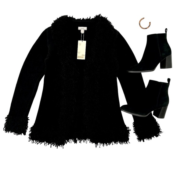 Urban Outfitters Sweaters - Urban Outfitters NWT Soule Fringe Trim Velvety Knit Cardigan Black Size M